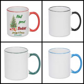 Šalice s rubom i drškom u boji