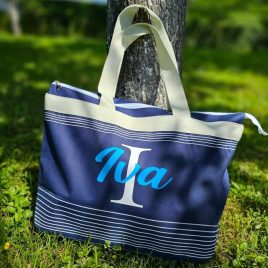 Torba za plažu - plava s linijama