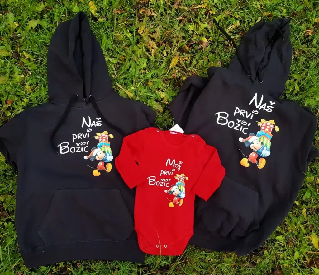 Personalizirani božićni komplet majica s kapuljačom i body