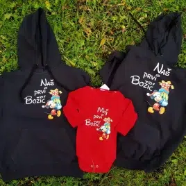 Personalizirani božićni komplet majica s kapuljačom i body