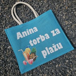 Torba za plažu - juta PLAVA