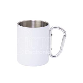 Metalna šalica, bijela sa srebrnim karabinerom