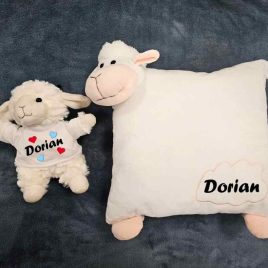 Komplet jastuk i plišana ovčica s tiskom