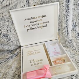 Poklon set za krštenje u drvenoj kutiji